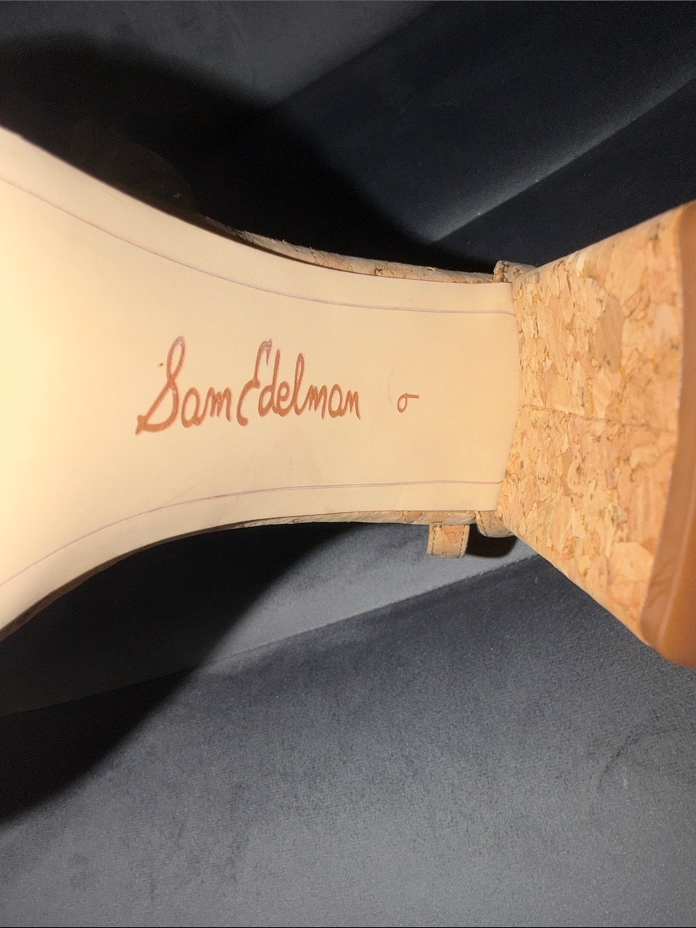 Sam Edelman Cork Ankle-Strap Block Heels in Tan size 9 - Picture 6 of 6